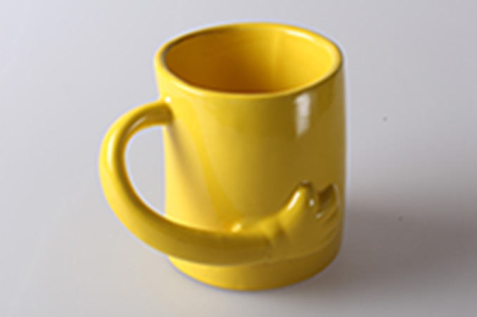Creative shape color glazed ceramic mug 