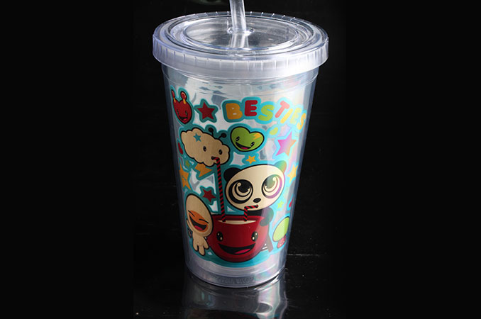 450ML/16OZ Wholesale dome lid custom logo double wall plastic straw tumbler with AS material