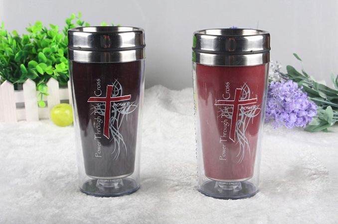 450ml Creative tempreture heat color changing stainless steel double wall mug 