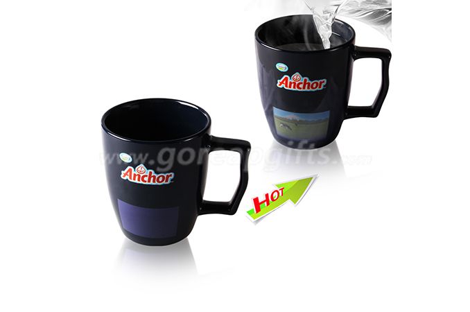 Creative color glazed heat color changing ceramic coffe mug ,magic mug 