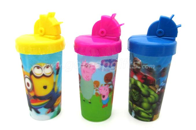 New Hot sale cartoon 3D lenticular plastic drinking straw cup disney 