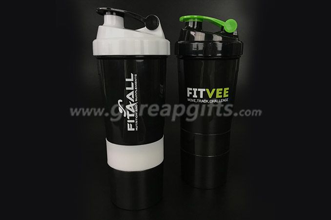 500ml Bpa Free Plastic Dual Three Layer Protein Shake Mixer Shaker Bottle with Ball