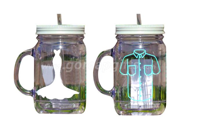  Manufacturer 16OZ  double wall glass  mason Jar with straw and lid