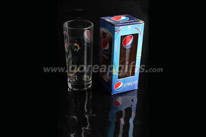 Customzied decal glass beer mug ,glass drinking mug with pepsi design 