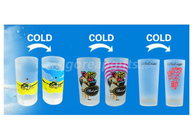 Frosty Cold color changing glass cups  with customized design 