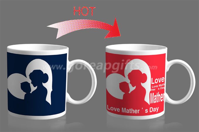 10OZ Vshape  heat color changing ceramic mug