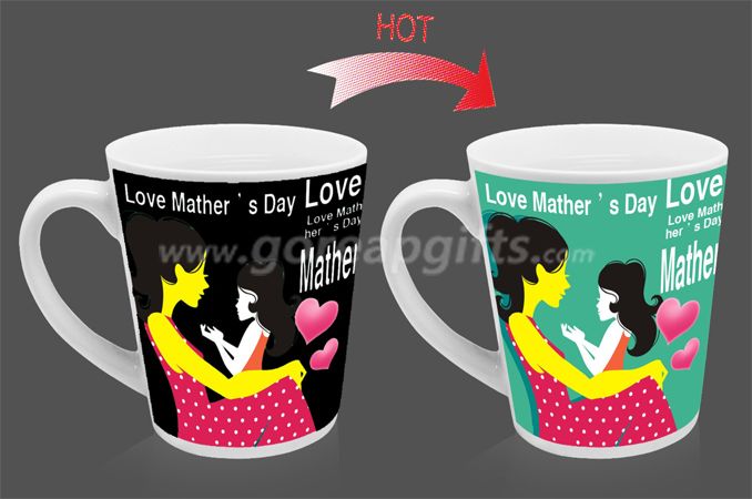 10OZ Vshape  heat color changing ceramic mug 