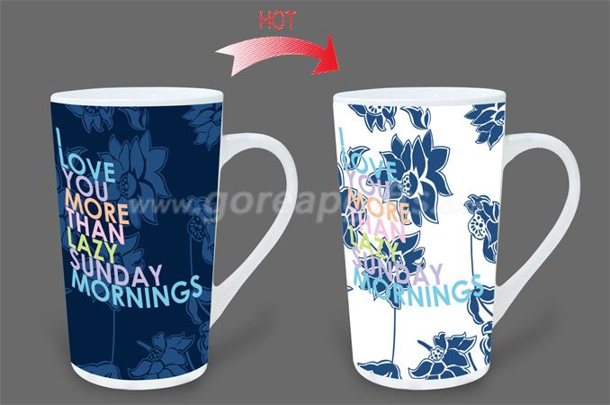 12OZ Sunny  heat sensitive color changing ceramic magic mug,