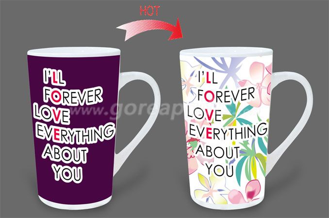 12OZ Love forever  heat sensitive color changing ceramic magic mug