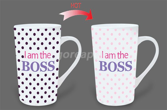 12OZ boss  heat sensitive color changing ceramic magic mug