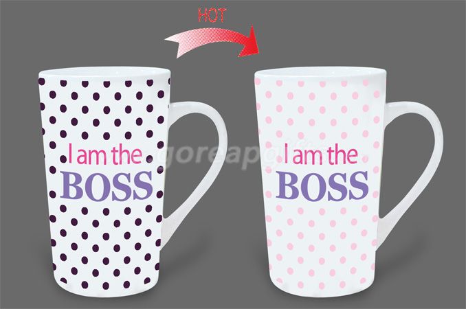 12OZ boss  heat sensitive color changing ceramic magic mug