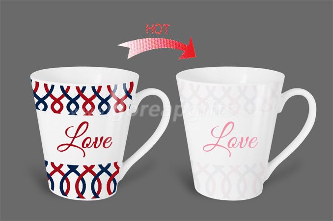 12OZ Love  heat sensitive color changing ceramic magic mug