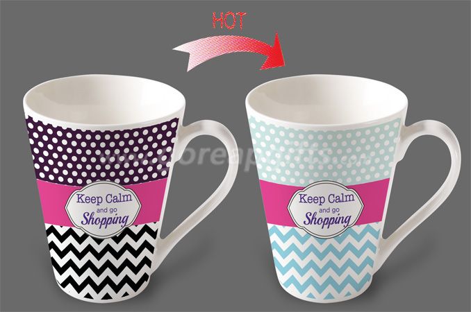 12OZ Go Shopping  heat sensitive color changing ceramic magic mug