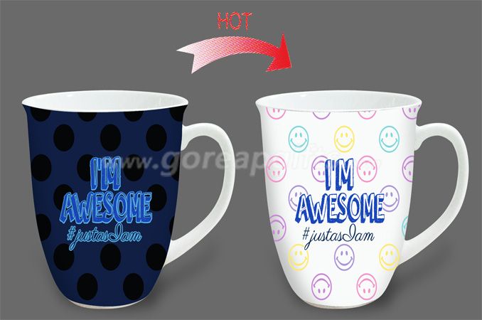 14oz Sunshine heat sensitive color changing ceramic magic mugs