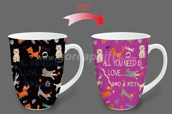 14oz pet heat sensitive color changing ceramic magic mug