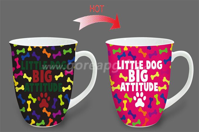 14oz little dog heat sensitive color changing ceramic magic mug