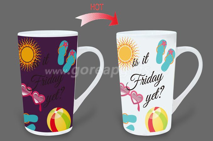 16OZ Friday heat sensitive color changing ceramic magic mugs 