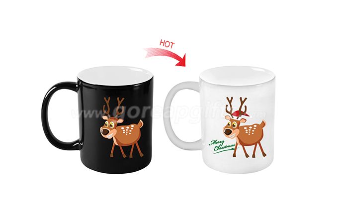 Deer Christmas giftware 11OZ heat sensitive Color changing magic mug for customized printing
