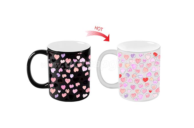 Valentine gifts full color changing ceramic promotional custom heat changing mugs