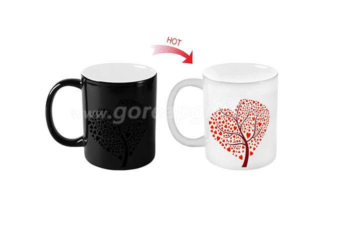 Valentine gift full color changing ceramic promotional custom heat changing mugs