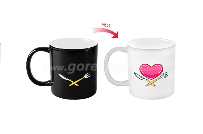 heart design full color changing magic ceramic mug 
