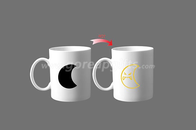 Moon face magic color changing ceramic mug 