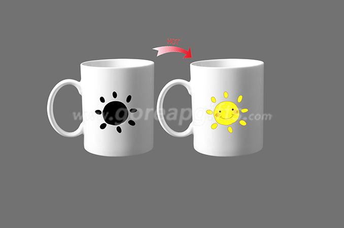 sun smile face heat sentitive color changing ceramic mug 