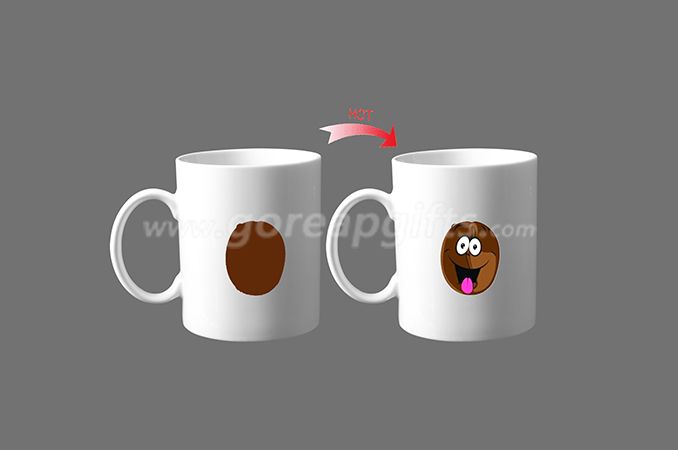 Smile face heat color changing ceramic coffee mugs manufacturer 