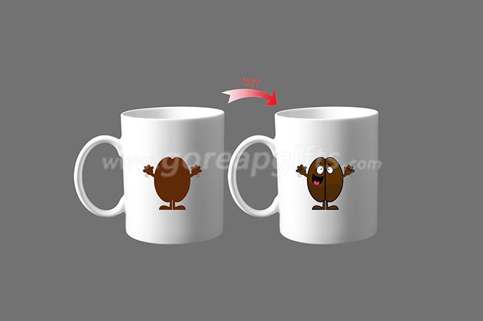 China factory smile face heat color changing ceramic coffee mugs
