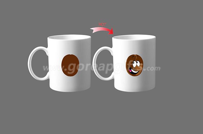 Smile face heat color changing ceramic coffee mugs