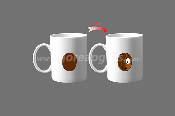 Smile face heat color changing ceramic coffee mugs 