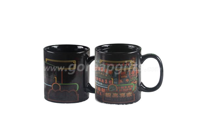 14OZ Games black glazed heat color changing ceramic coffee mug 