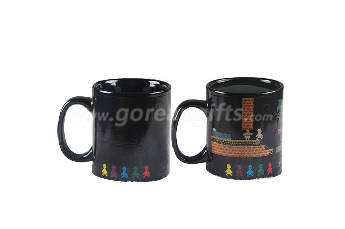 black glazed heat color changing ceramic coffee mugs ,magic mugs 