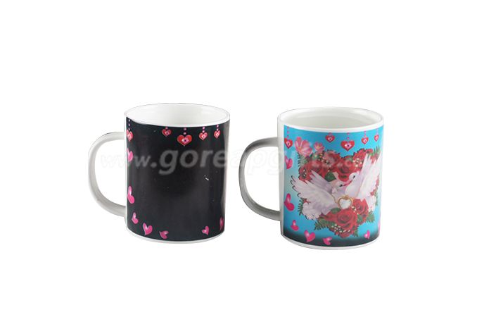 Valentine magic mugs heat sensitive color changing coffee mugs 