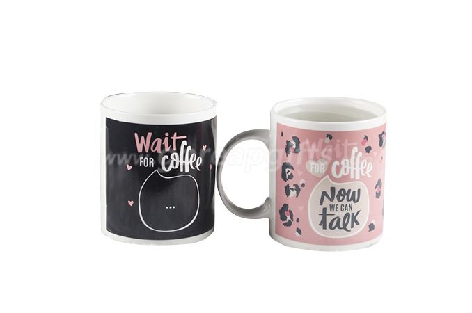 11OZ heat color changing ceramic mug ,magic coffe mug 