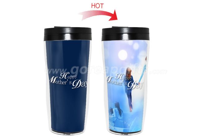 Mother's Day Gift BPA Free double wall heat  color changing plastic water bottle