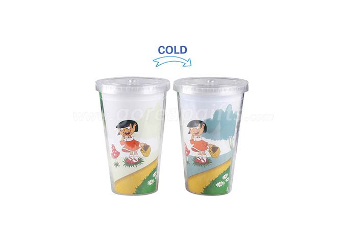 Double wall  wall personalized color changing plastic tumbler with lid and straws