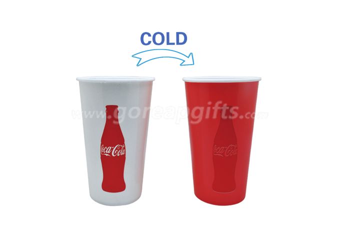 Creative reusable cold color changing beverage cup with lid and straw