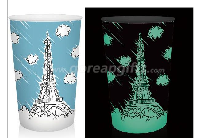 Eiffel Tower creative glowing plastic cup single wall mug 