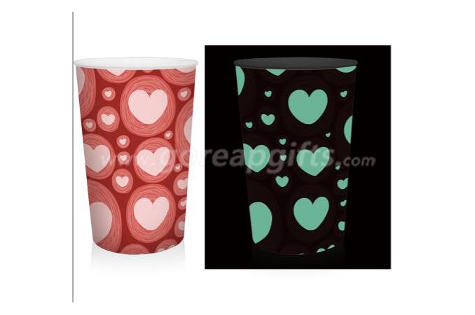 420ml creative PP single wall glowing plastic cup ,lovers cup 