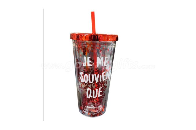 Manufacturer 16OZ straw reusable plastic glitter tumbler for cold drink 