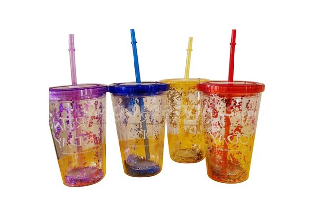  Wholesale Personalized Plastic 16oz 22oz Glitter Tumbler With Straw And Cover