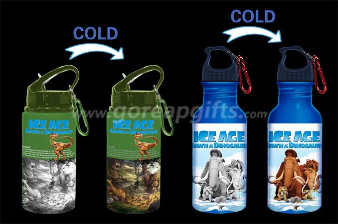 ICE AGE  Creative Cold color changing aluminum water bottle with kepchain
