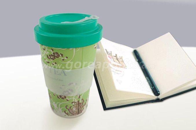 Eco-friendly Travelling Cup Bamboo Fiber Mug with Silicone Lid and Sleeve