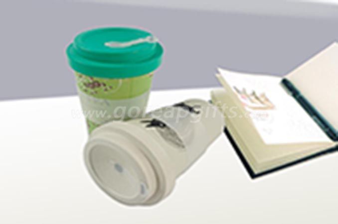 Eco-friendly Travelling Cup Bamboo Fiber Mug with Silicone Lid and Sleeve