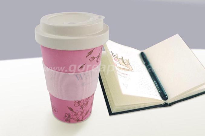 Eco-friendly Travelling Cup Bamboo Fiber Mug with Silicone Lid and Sleeve