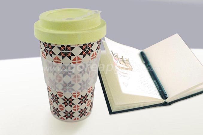 ECO-FRIENDLY FOOD GRADE COFFEE CUP BAMBOO FIBER MUG WITH SILICONE /BAMBOO LID