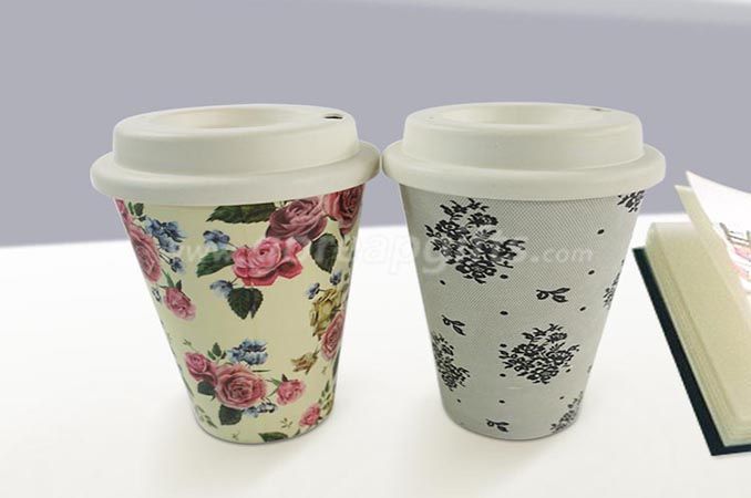 ECO-FRIENDLY FOOD GRADE COFFEE CUP BAMBOO FIBER MUG WITH SILICONE /BAMBOO LID 