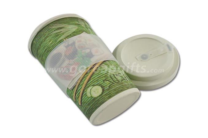 100% NATURAL ECO FRIENDLY BAMBOO FIBER TRAVEL COFFEE MUGS WITH LID AND SLEEVE