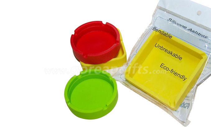 Colorfull Eco-friendly Heat Resistant Round/square Silicone Ashtray